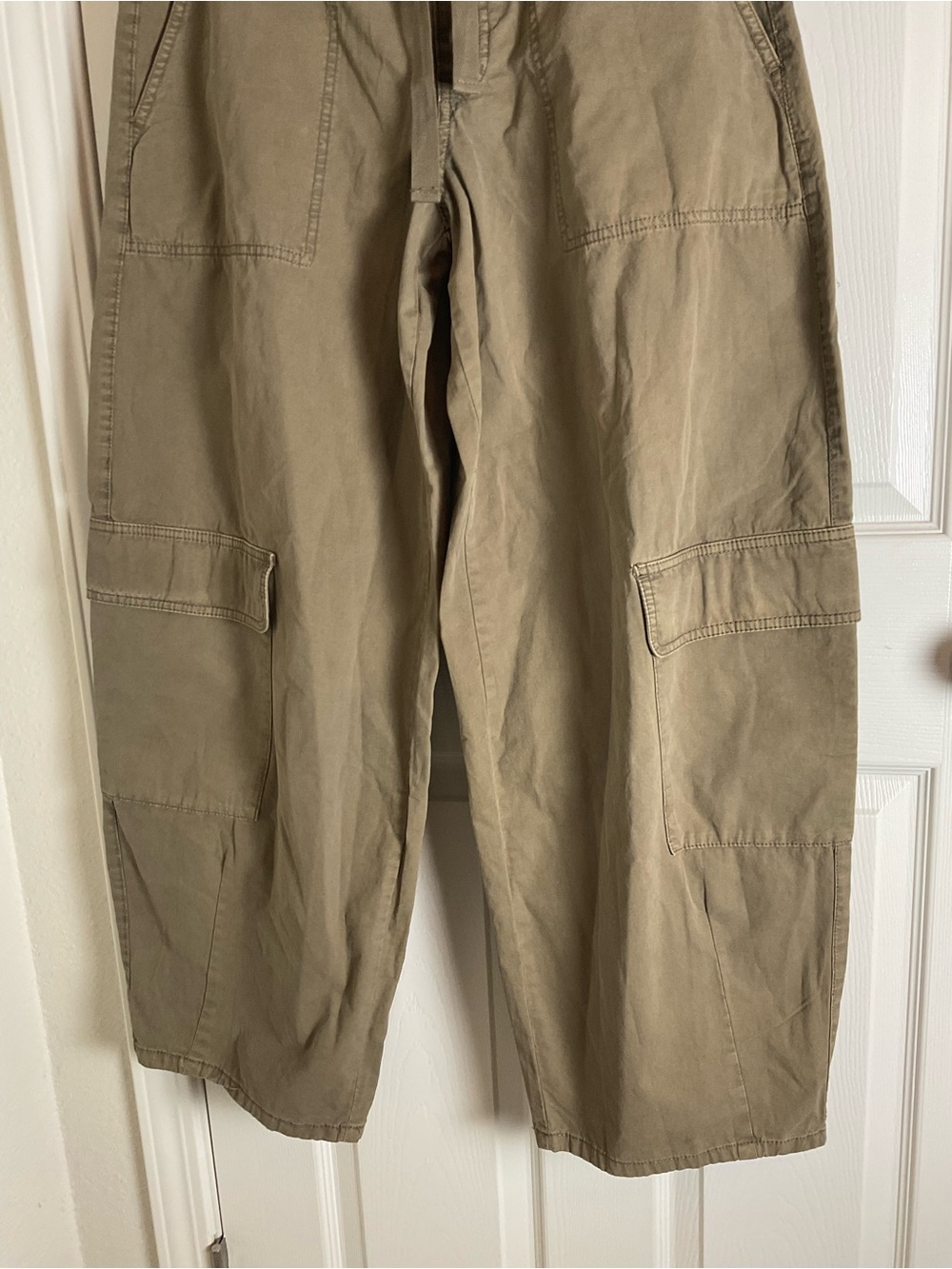 Zara Oversize Cargo Trousers Dark Khaki Green Size 4 NWT - Picture 3 of 10